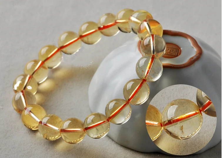 2018 Fashion Natural Round Beads Stretch Citrine Bracelets
