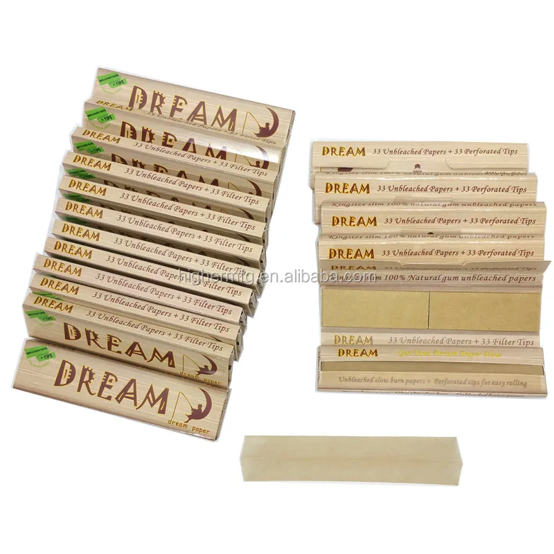 custom your logo smoking rolling paper with tip natural gum thin unbleached rolling paper