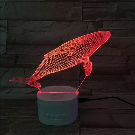 
Portable Gift Home Wireless Speaker MP3 Adjustable Colorful USB LED Lamp With Whale Shape Acrylic Plate 