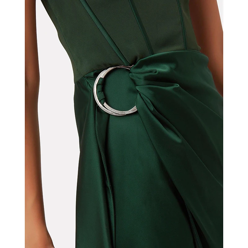 women sweet heart-neckline Strapless Bustier Asymmetric DressStrapless Corset styling boning Front slit sleeveless party dress