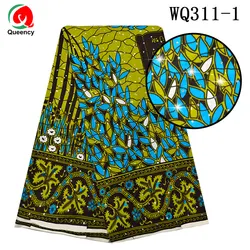 Queency  Wholesale Stone Wax Print Fabric Polyester African Ankara Bead String Printing Fabric
