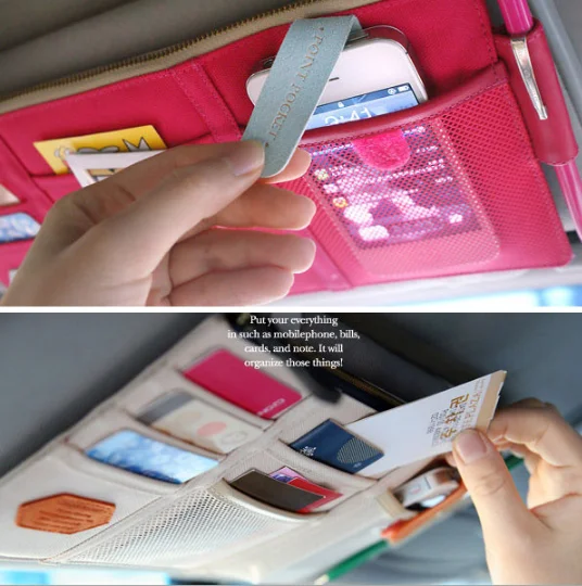 Многофункциональная автомобильная сумка для хранения солнцезащитного козырька, держатель для компакт-дисков, подвесная сумка для телефона