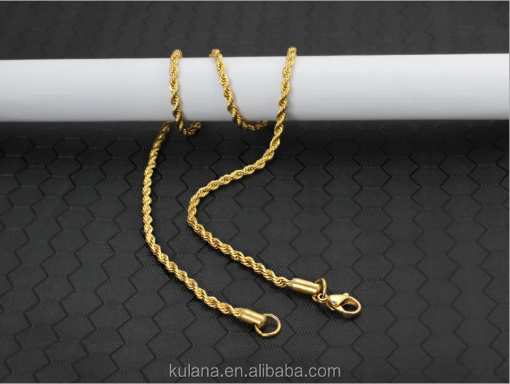 Stainless Steel Material Wholesale 18K Gold plated Twisted Necklace Chain Sell By Meter,Jewelry Making Gold Chain