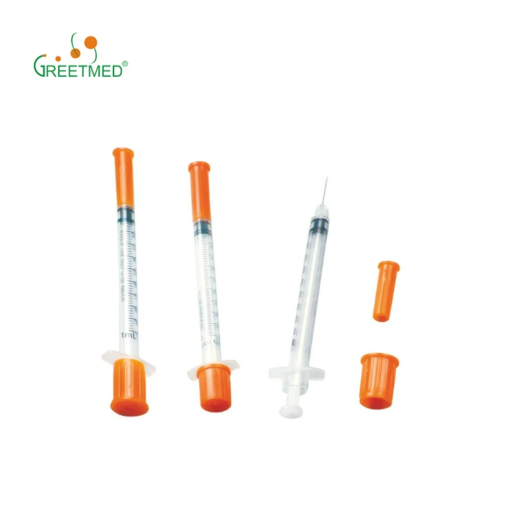 Дешевый одноразовый инсулиновый шприц, размер u100, с оранжевой крышкой