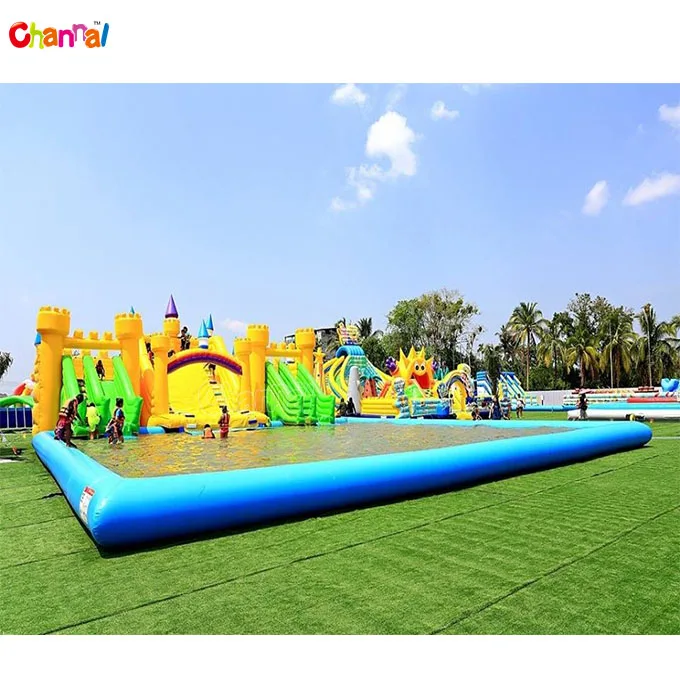 Mobile kids and adults inflatable water park slide bounce house