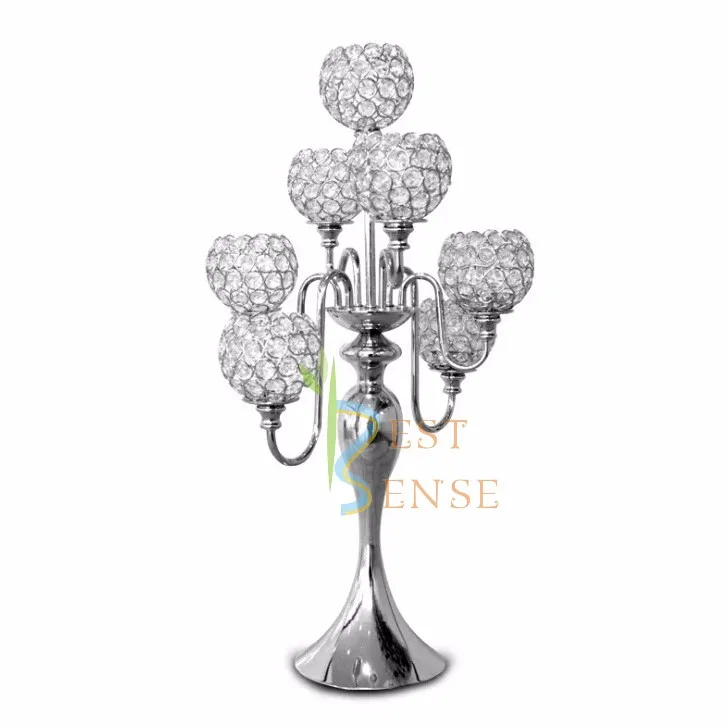 
69cm Tall Crystal Wedding Centerpieces 7 Arms Candle stand for wedding table 