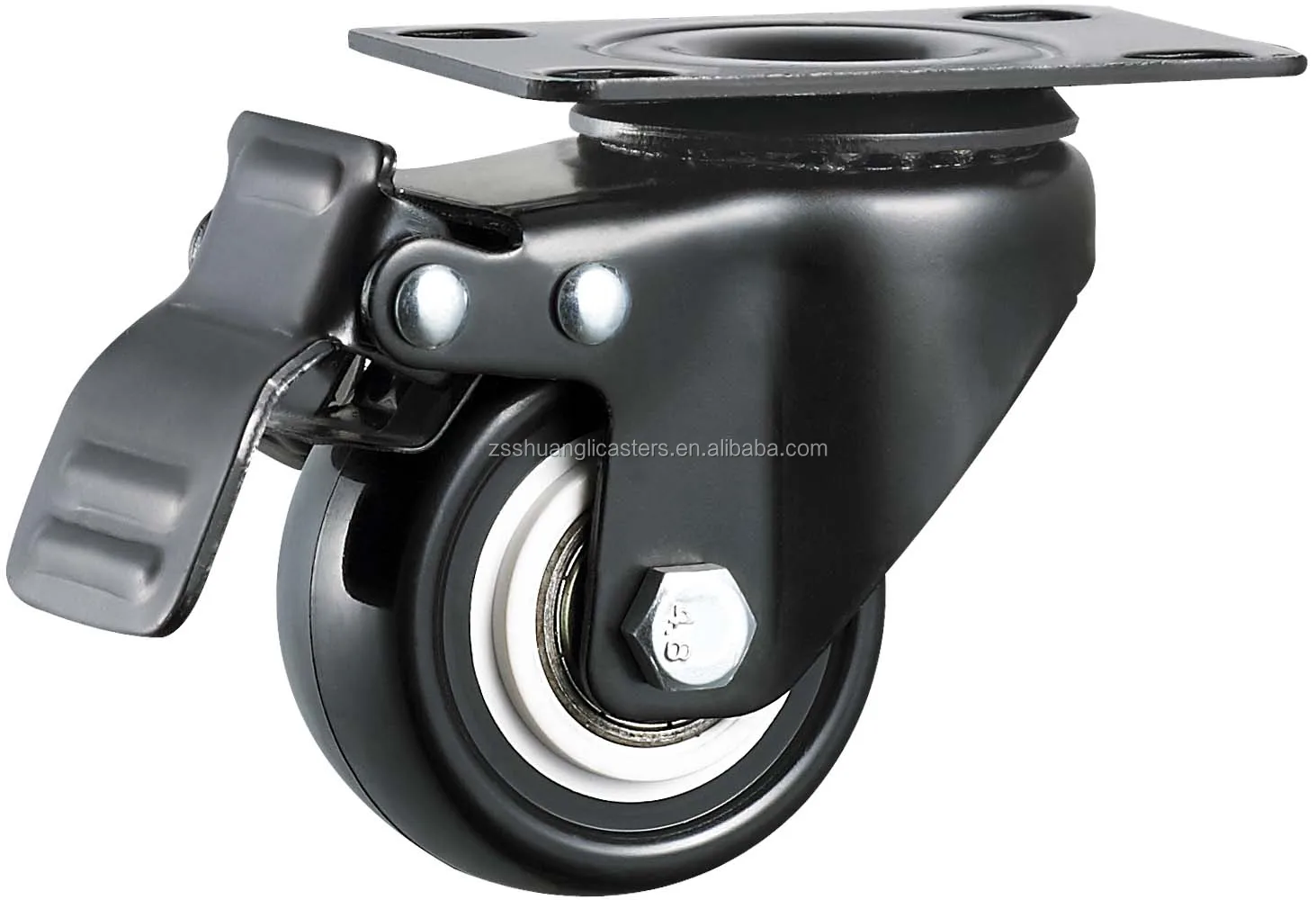 Furniture Caster 50mm Swivel PU wheel with lock 2 inch ball bearing hand cart wheels