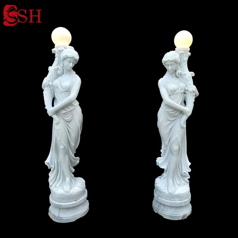 Large Garden Stone Marble Little angel Light Statues