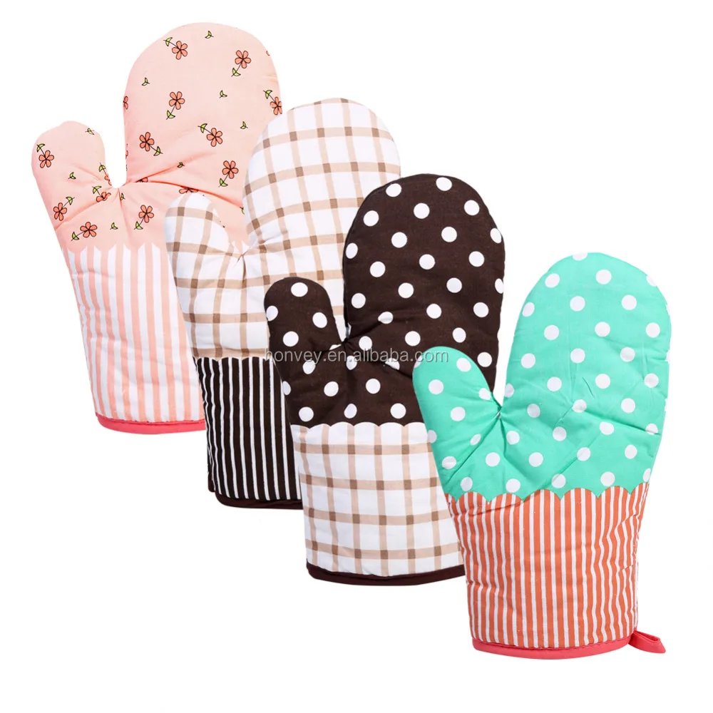 Oven Mitt Cotton Cute Kitchen Cooking Microwave Oven Mitts Non-slip Glove Thickening High Temperature Oven Glove