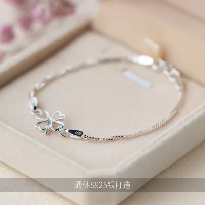 2019 925 Sterling Silver Four Leaf Clover bracelet Wholesale Jewelry
