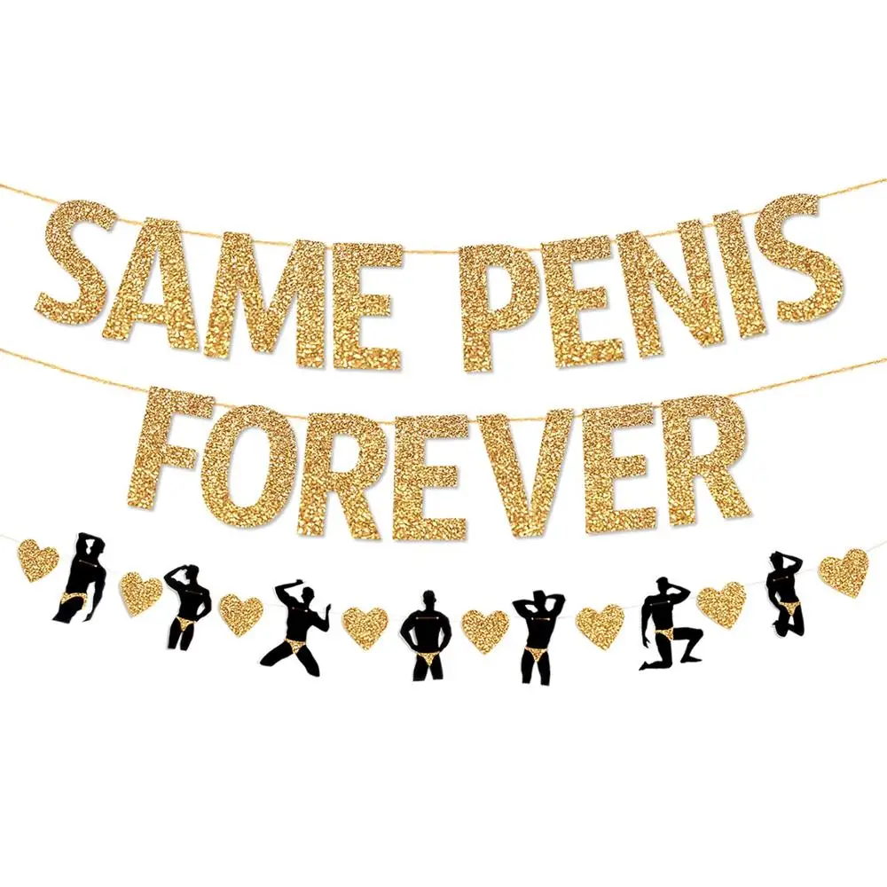 Umiss Gold Same Penis Forever Banner for Bachelorette Party Decorations Set, Hen Party Banner Sign and Bridal Shower Supplies