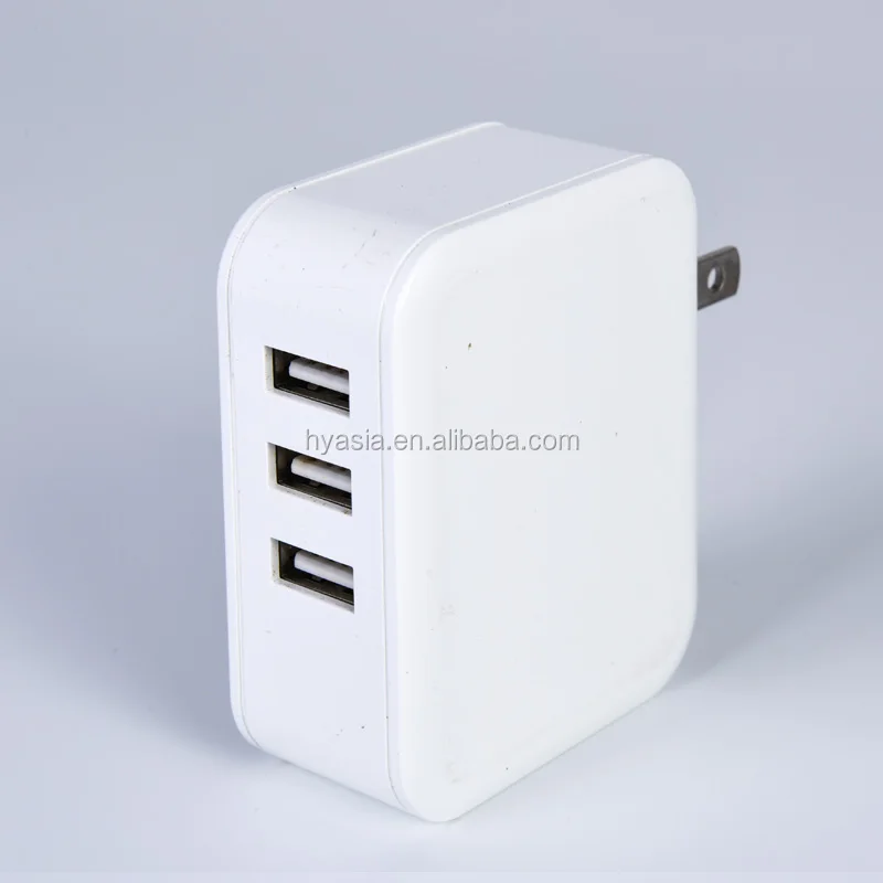 
3 port travel mobile phone wall usb charger with foldable plug 