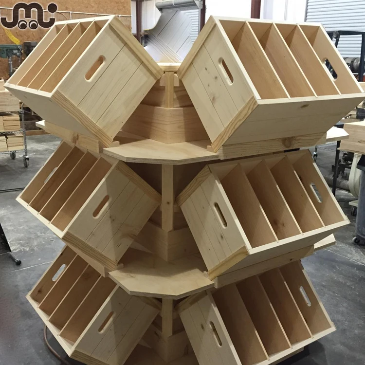 Three tiers slatted wooden vegetable crate