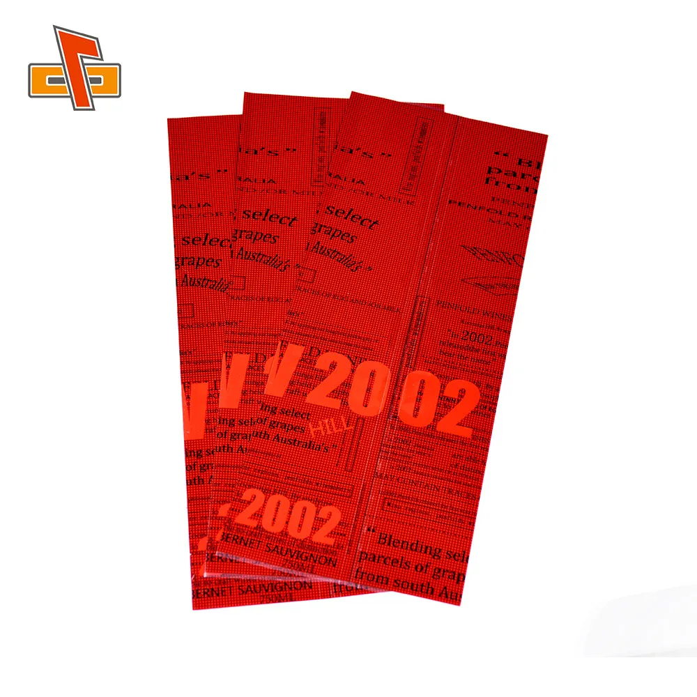 Custom PET Heat Shrink Sleeve Wrap Label Glossy Shining Film For France Dry Red Wine Glass Bottle