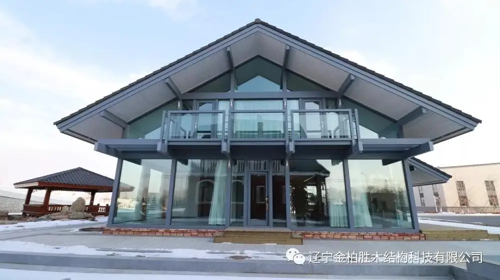 Prefabricated wooden house villa with big window
