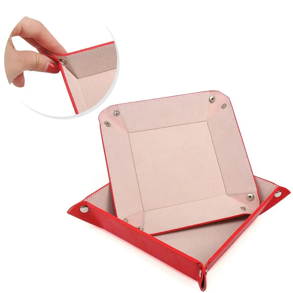 Factory customizing good price square pu leather foldable tray