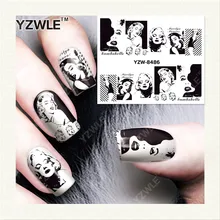 YZWLE 1 Folha DIY Decalques de Impressão de Transferência da Água Adesivos de Unhas Arte Acessórios Para Salão de Manicure YZW-8486