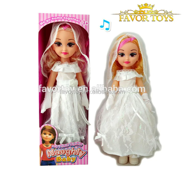 Baby plastic beautiful 14 inch wedding dress fashion dolls with music