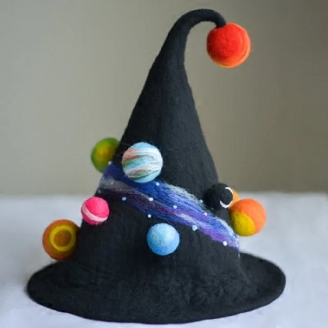 
100% wool DIY cosplay witch Harry potter Starry sky felt caps hat 