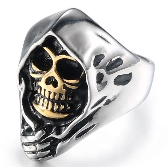Grim Reaper Skull Biker Stainless Steel Finger Ring
