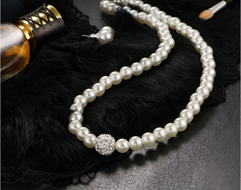 2018 Fashion Women Pearl Wedding Jewelry Set Earring&Bracelet and Necklace