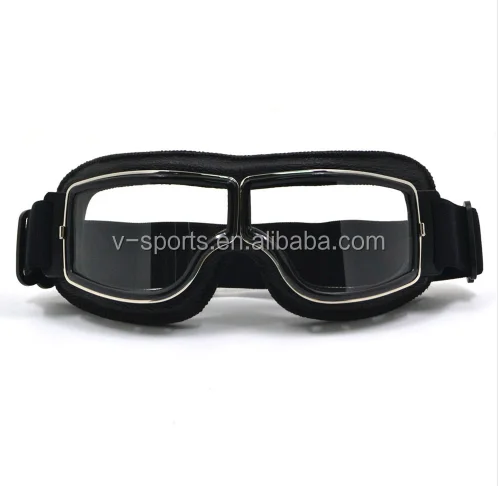 New Vintage Motorcycle Helmet Goggles Scooter Glasses Pilot Cruiser Steampunk with Free Bag