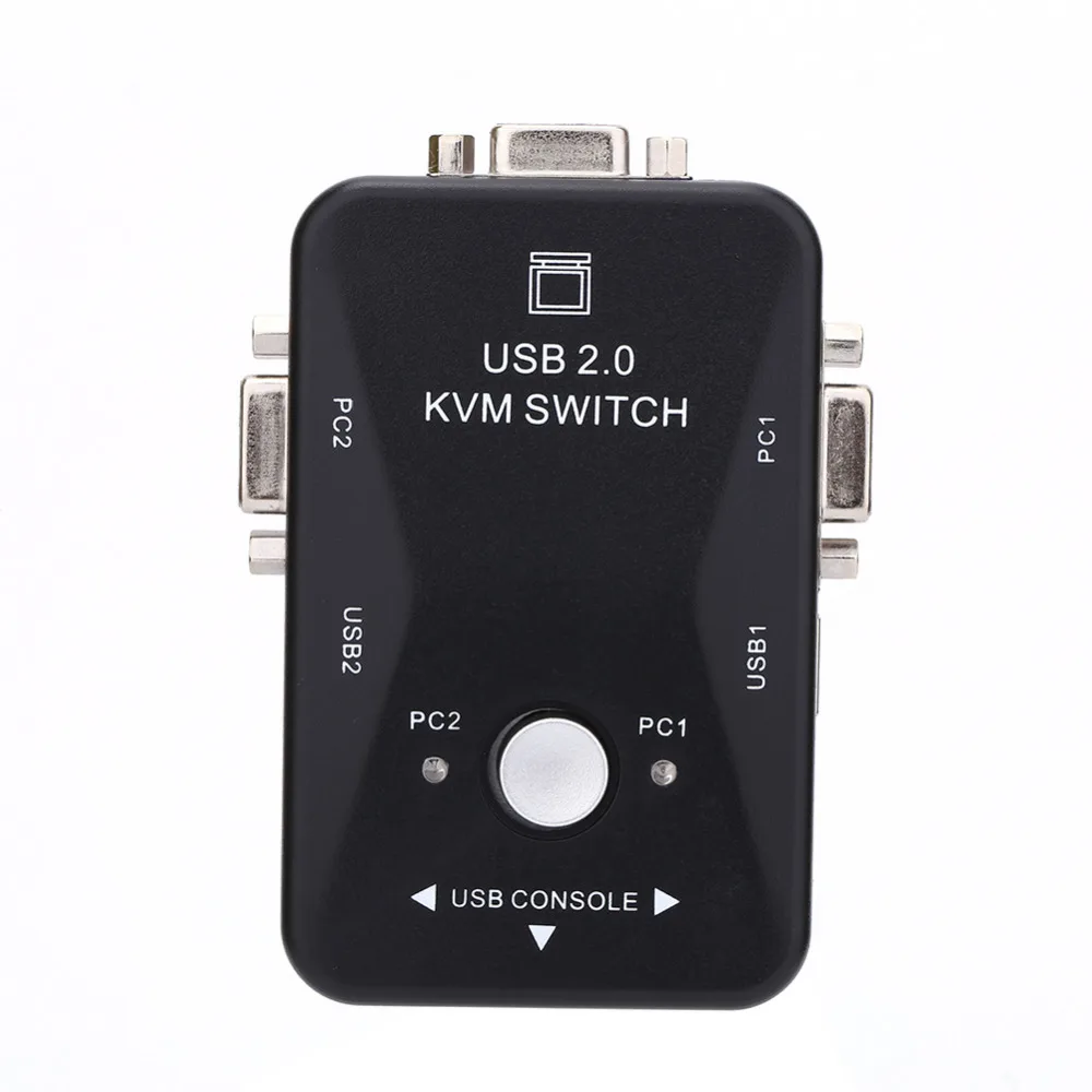 2 Port USB VGA KVM Switch Box without Cables For Computer PC Sharing Monitor Keyboard Mouse