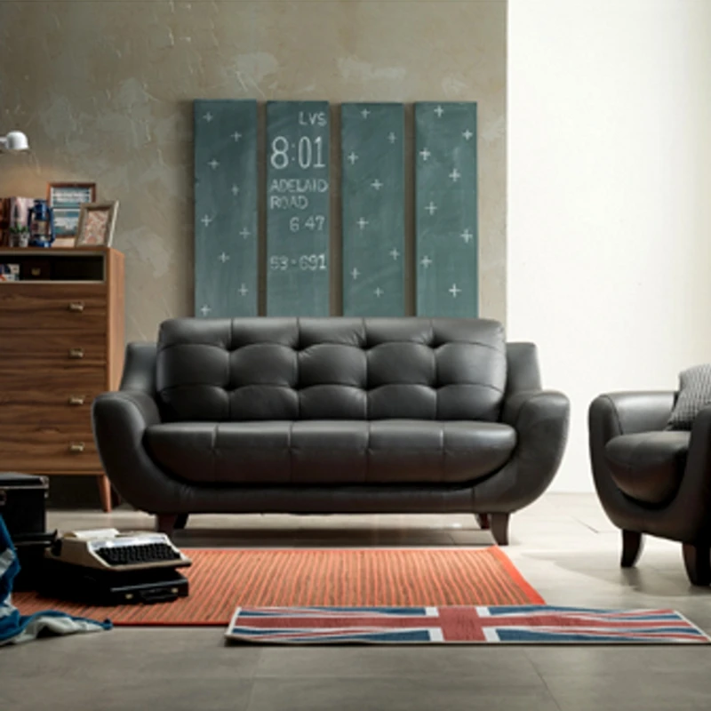 Modern Living Room Leather Sofa Make in Genuine leather with sofa set of manufacturers of apartment furniture
