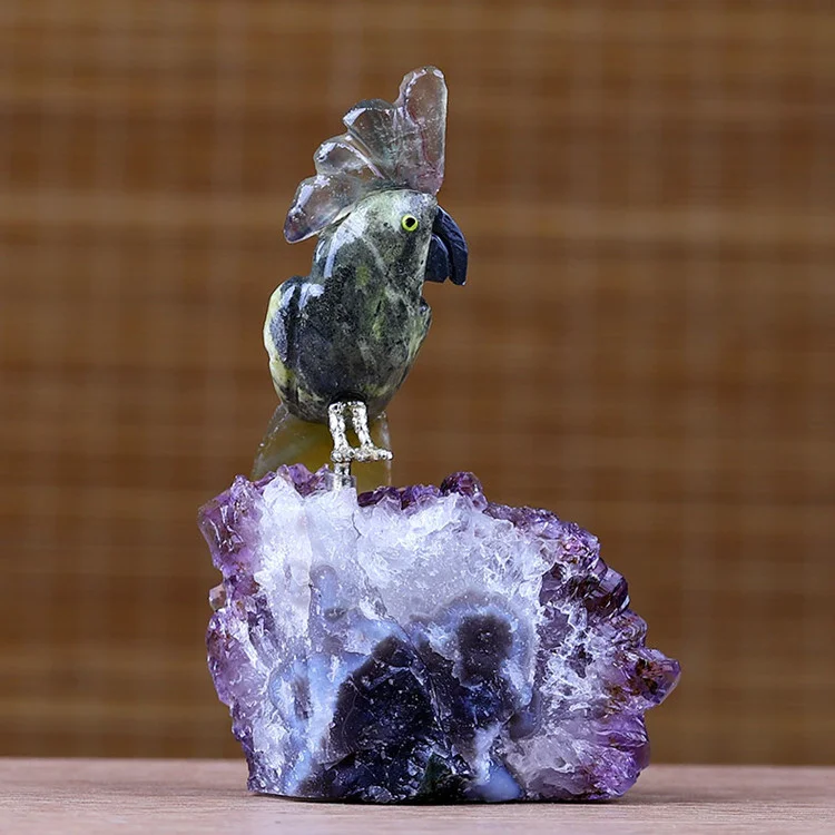 Wholesale Natural Quartz Carved 4 Inches Crystal Parrot Statue