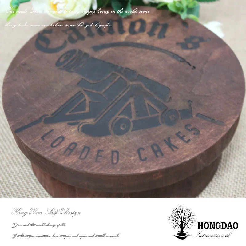 
HONGDAO Laser engraving logo cylindrical pine box round wooden box Keepsake Gift Box 