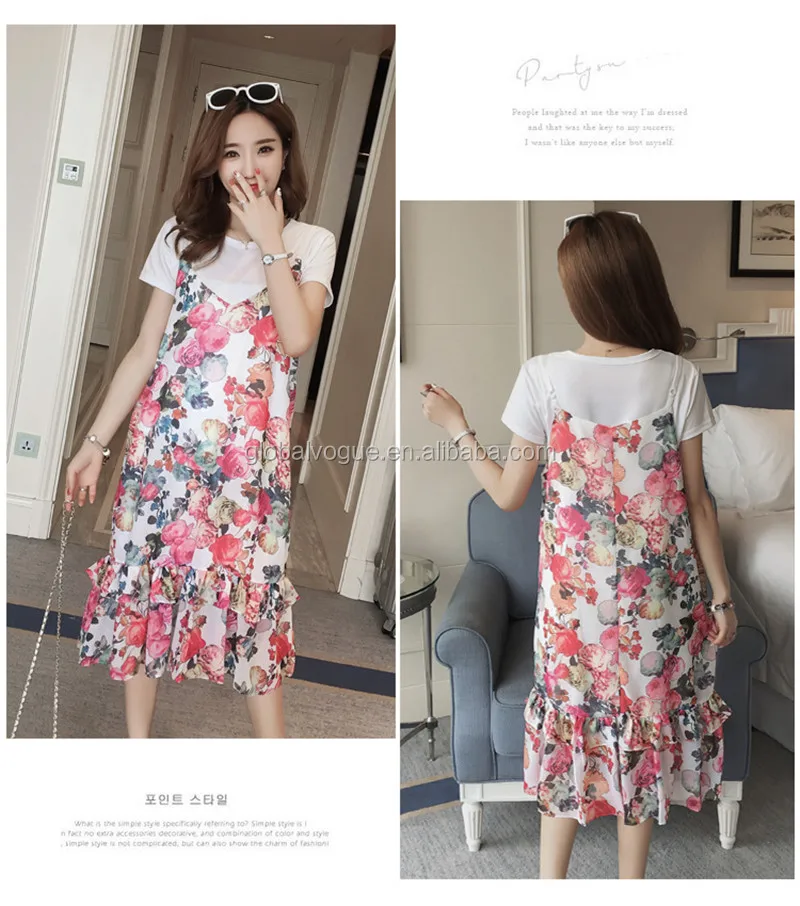 
2017 summer Korean fashion nurse short-sleeved dress two sets of suits breastfeeding 