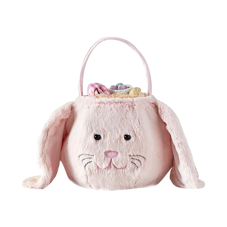 Bulk kid plush bunny storage bag basket Personalized Easter With Ears
