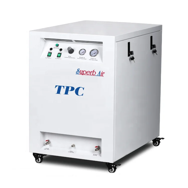 TPC Silent Mobile Compact Size Low Noisy Dental Oil Free Air Compressor With Soundproof Metal  Cabinet For One Dental Chair