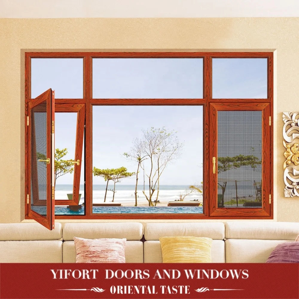 
import projected double glazed aluminium windows with mosquito net china foshan 