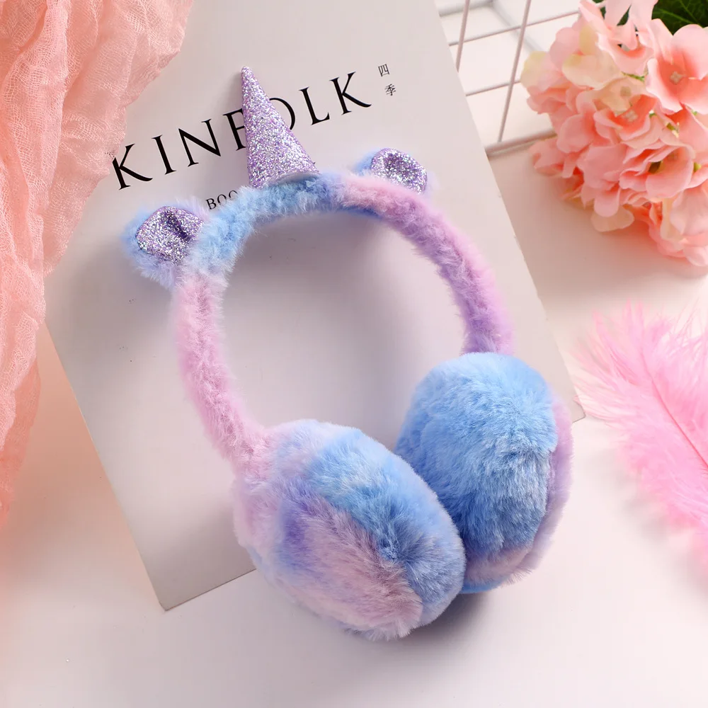 
Winter Cute Unicorn Earmuff 1-5-year-old Baby Ear Sleeve Cartoon Gradient Plush Warm Earmuffs 