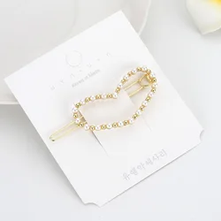 Wholesale Korean Heart Round Tie Geometric Mixed Designs Gold Plating Pearl Hair Clips For Women Baby Girls