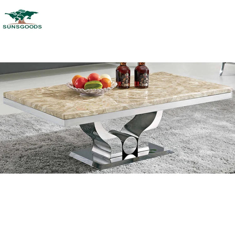 Modern coffee table,gold stainless steel leg white coffee table,marble top coffee table 2 pieces set