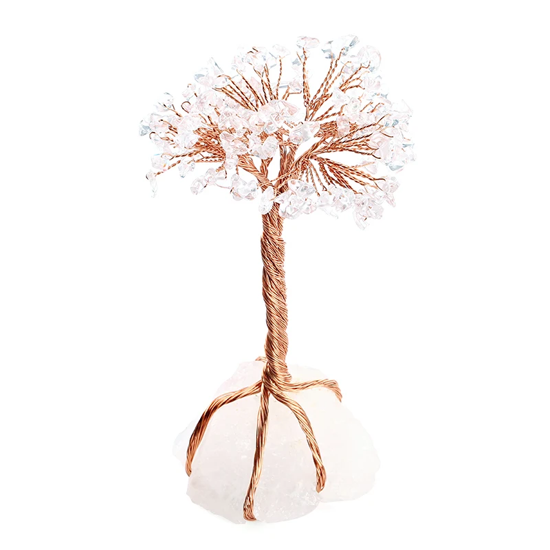 Fashion Crystal Quartz Tree Spiritual Feng Shui Reiki Healing Stone Table Decor
