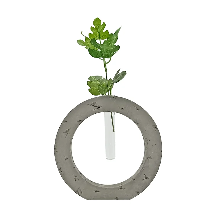 Glass flower arrangement container Test tube flower bud vase with cement stand
