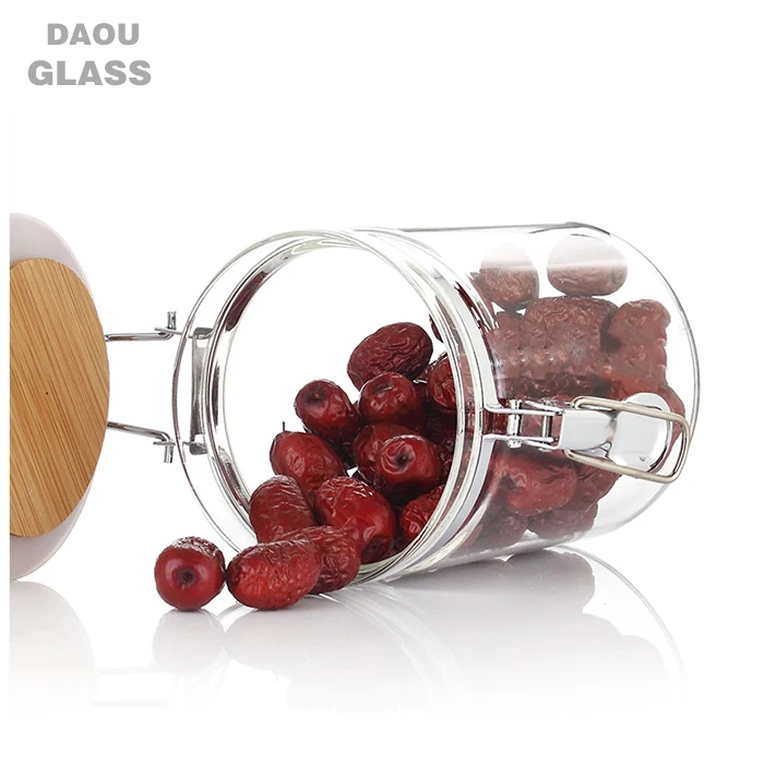 
Heat sales home decoration healthy super light heat resistant glass jars food containers With locking lid 