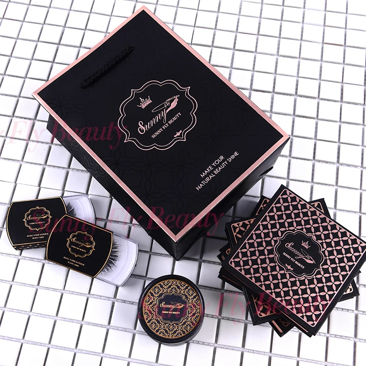 Custom packaging 100% real clear band tipped human hair strip false eyelash