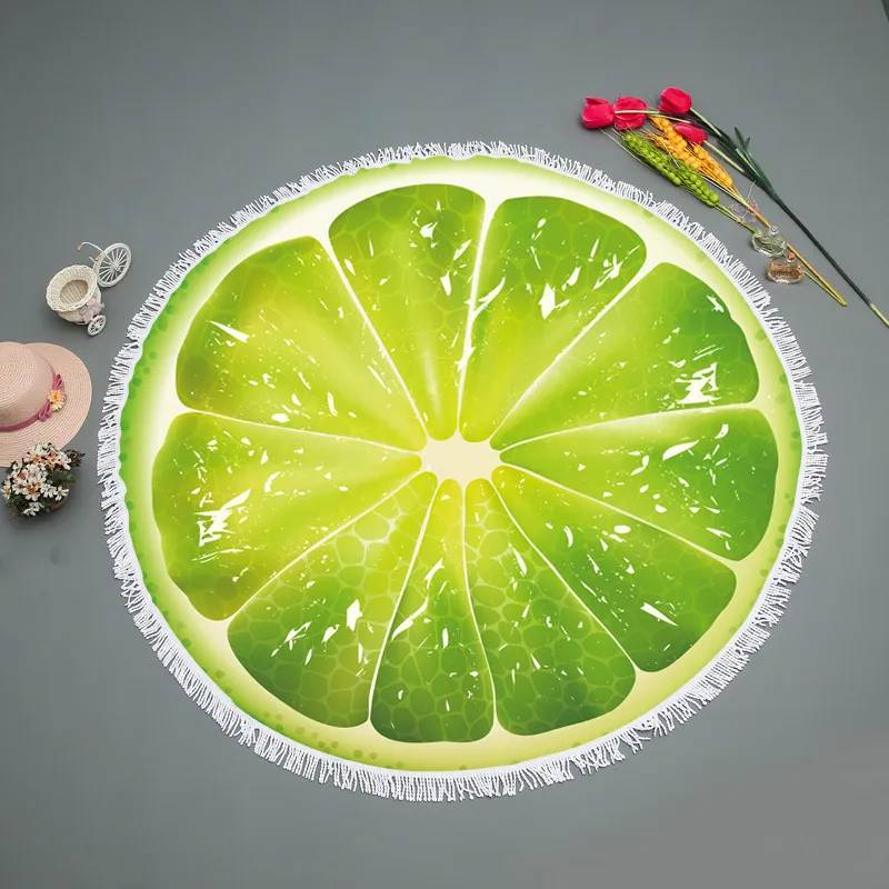 
Cheap Wholesale Fruit Round Beach Towel Blanket Scarf Throw Picnic Yoga Mat Floral Blanket 