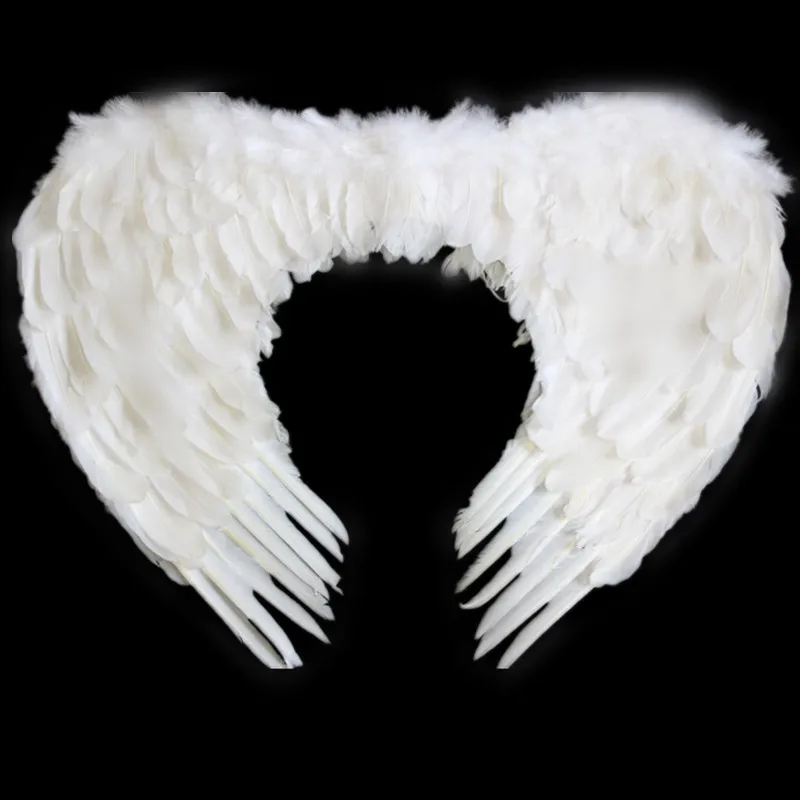 Stage Party Supplies White Large Feather Angel Wings With Turkey Feather