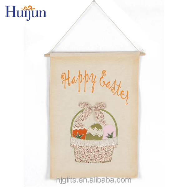Wholesale Easter Bunny Embroidery easter garden flag with egg pattern easter hanger hanging decoration pendant ornament
