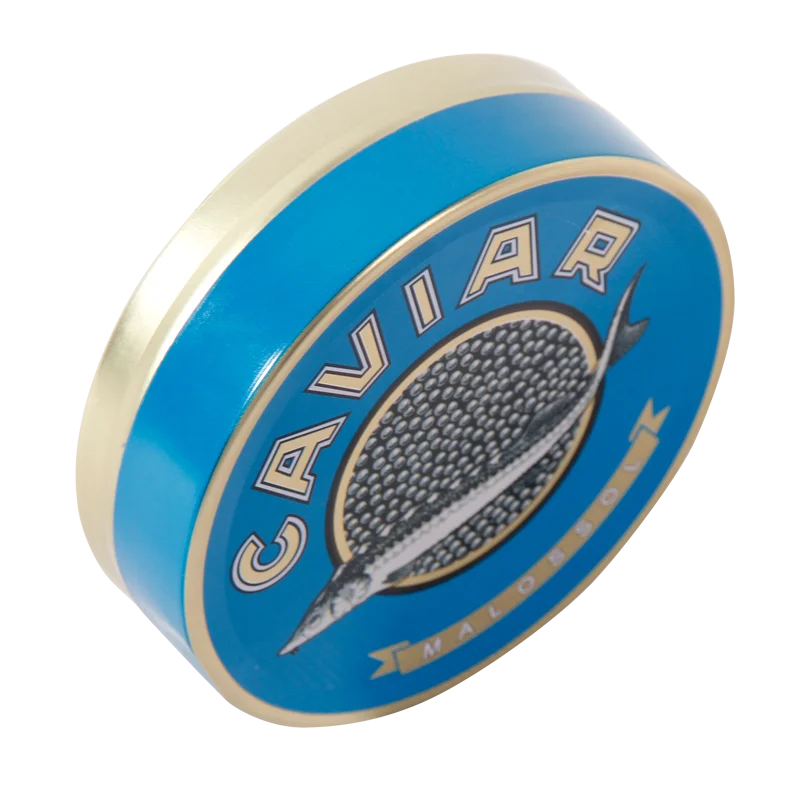 Food grade gold printing metal tin box packaging Italian caviar metal tin can