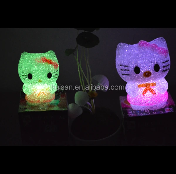 LED hello kitty night lamp  EVA LED changing color night light  Crystal hello Kitty lamp