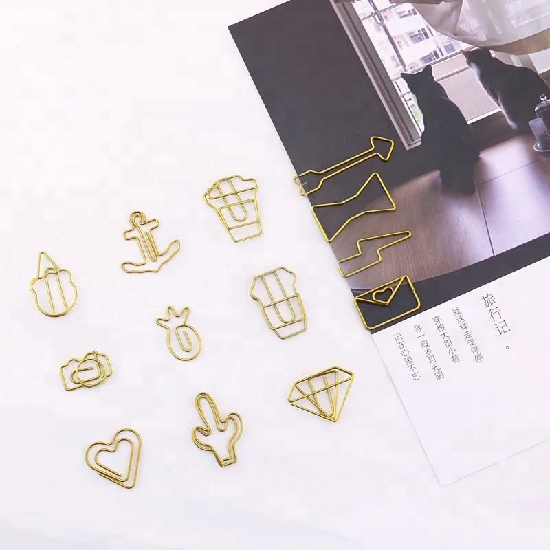 PET gold different kinds shaped paper clip