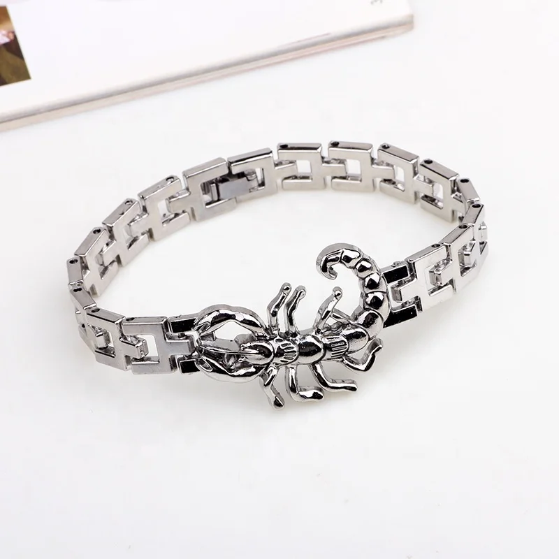 Fashion Men Titanium Chain Link Scorpion Bracelet,metal alloy scorpion charm fashion chain bracelet
