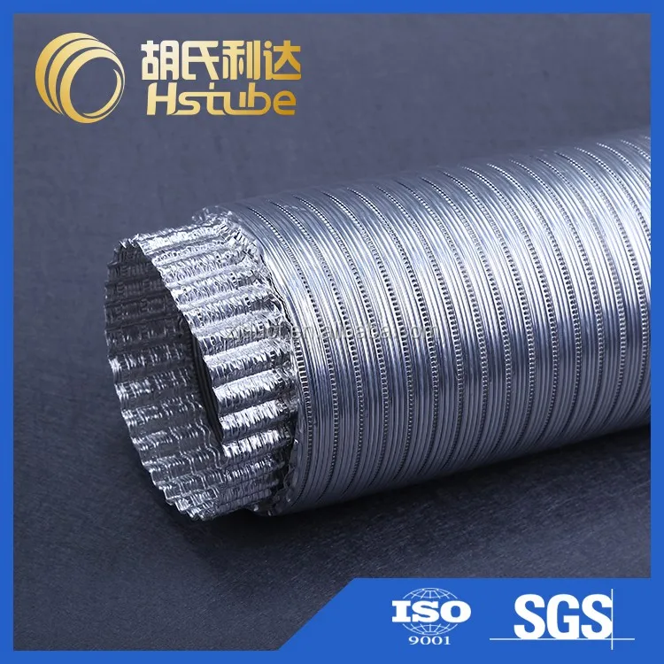 Semi-rigid aluminum flexible hose for ventilation and HVAC system