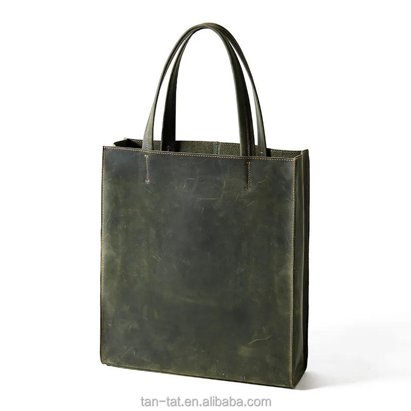 
Women Black Fashion Cow Wax Oil Leather Tote Bag 